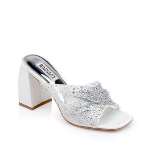 New Badgley Mischka Camelia Crystal Embellished Mules Sz 8